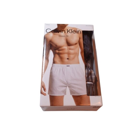 NIB Calvin Klein Men's Cotton Classics 3-Pack Woven Boxer Sz S Gray Underwear - Picture 1 of 8